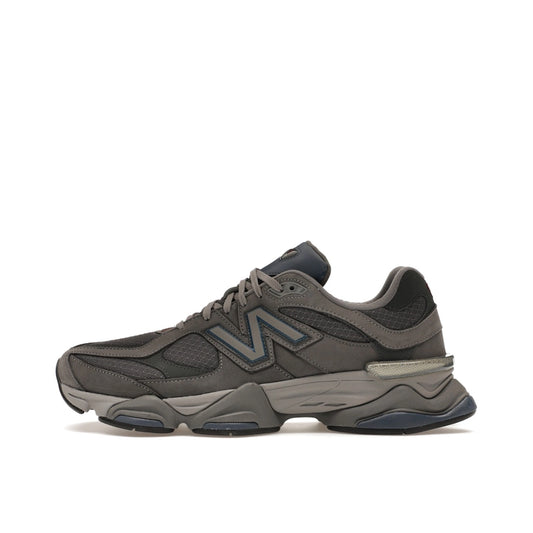 New Balance 9060 sneakers, side view, model U9060ECC in castlerock with grey and white details.