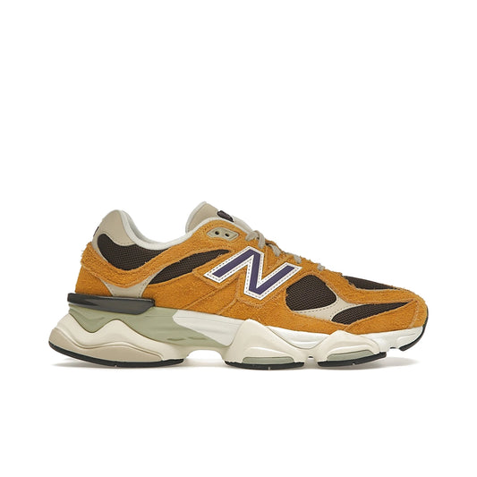 New Balance 9060 butterscotch/dark mushroom leather and suede sneakers