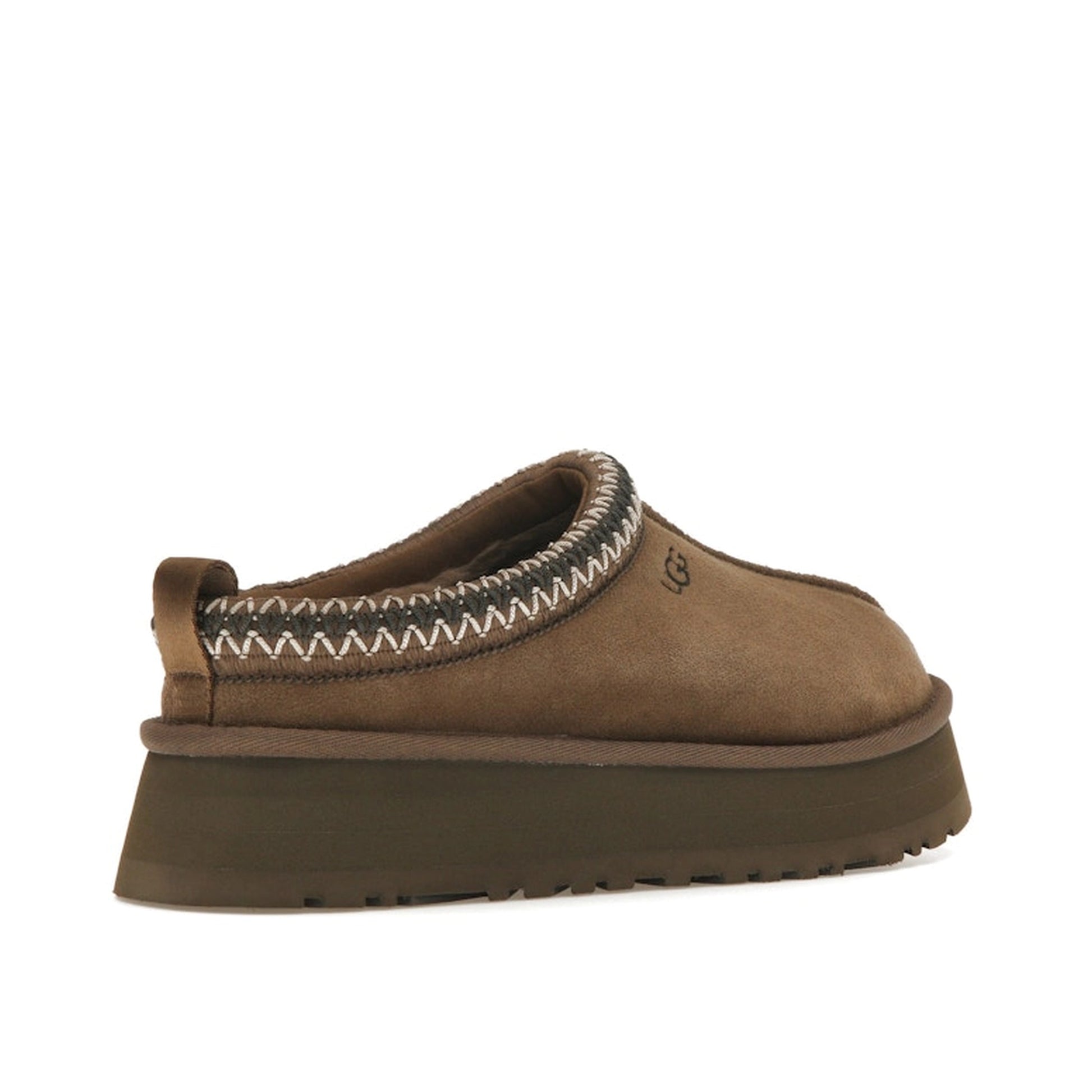 UGG Tazz Slipper Hickory Women's slippers, back view, model 1122553-HCK, in hickory brown with cozy interior.