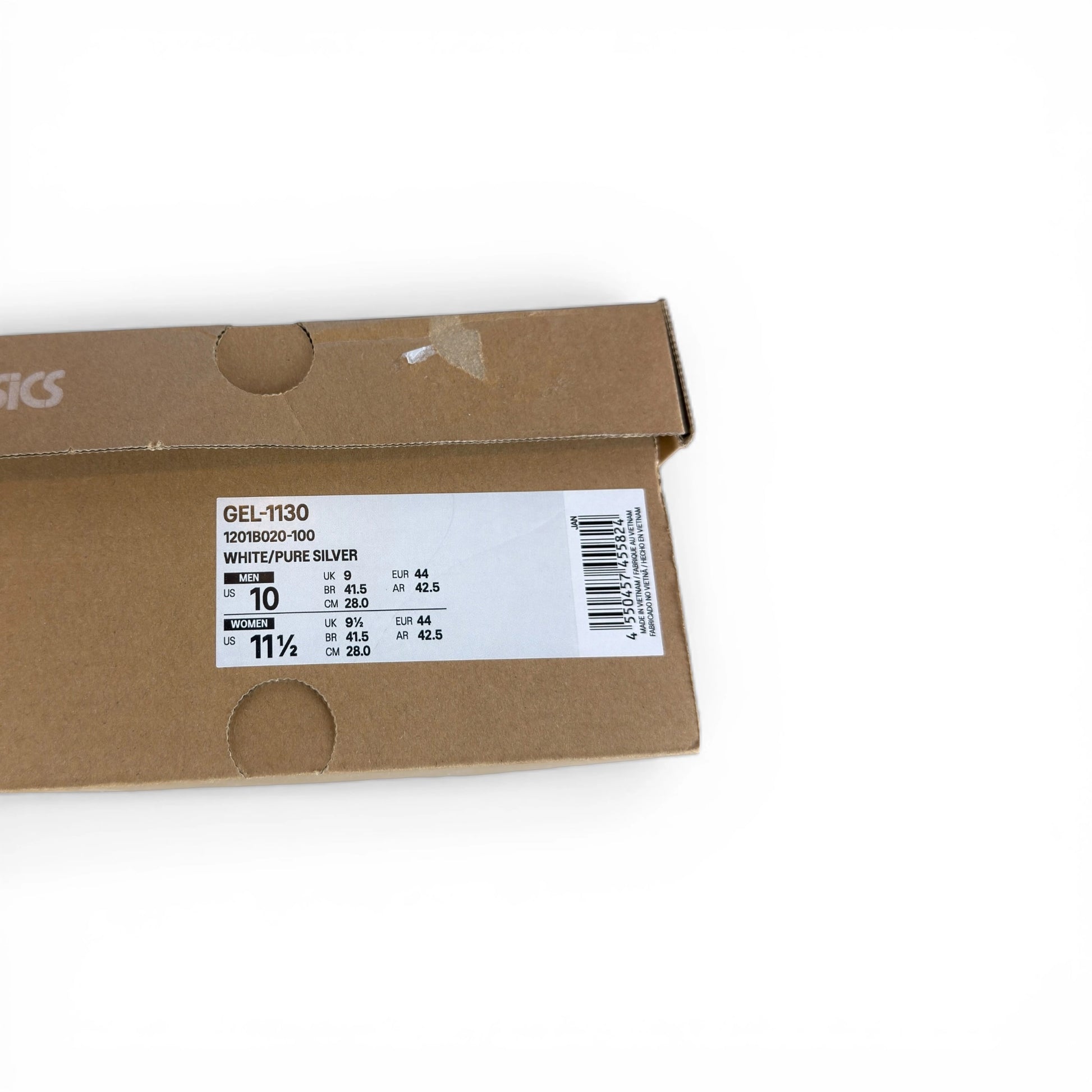 ASICS Gel-1130 White Pure Silver 1201B020-100 – EU 44, brand new with original box