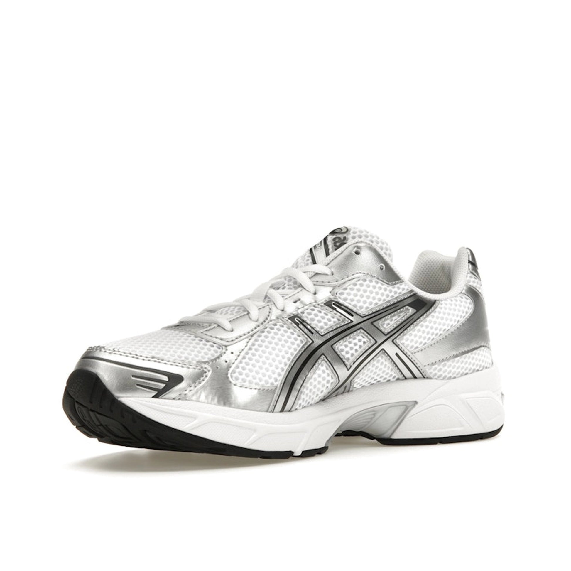 ASICS Gel-1130 sneakers, front view, in white with pure silver details.