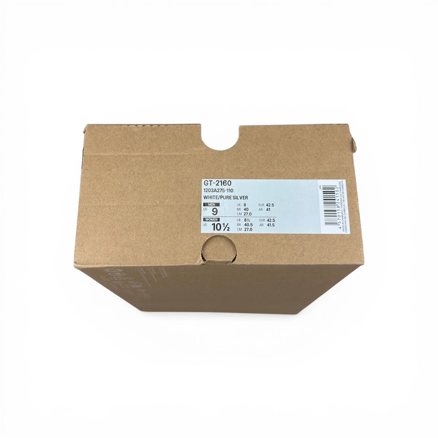 ASICS GT-2160 Pure Silver White 1203A275-110 – EU 42.5, brand new with original box