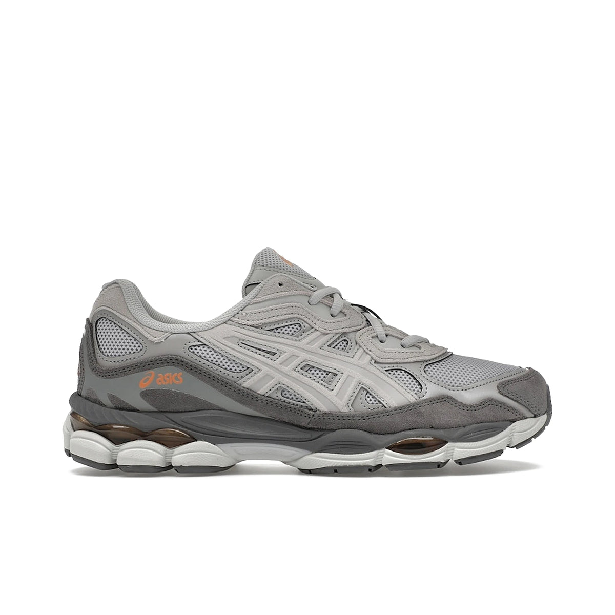 ASICS Gel‑NYC sneakers in cloud grey and cement grey mesh with suede overlays