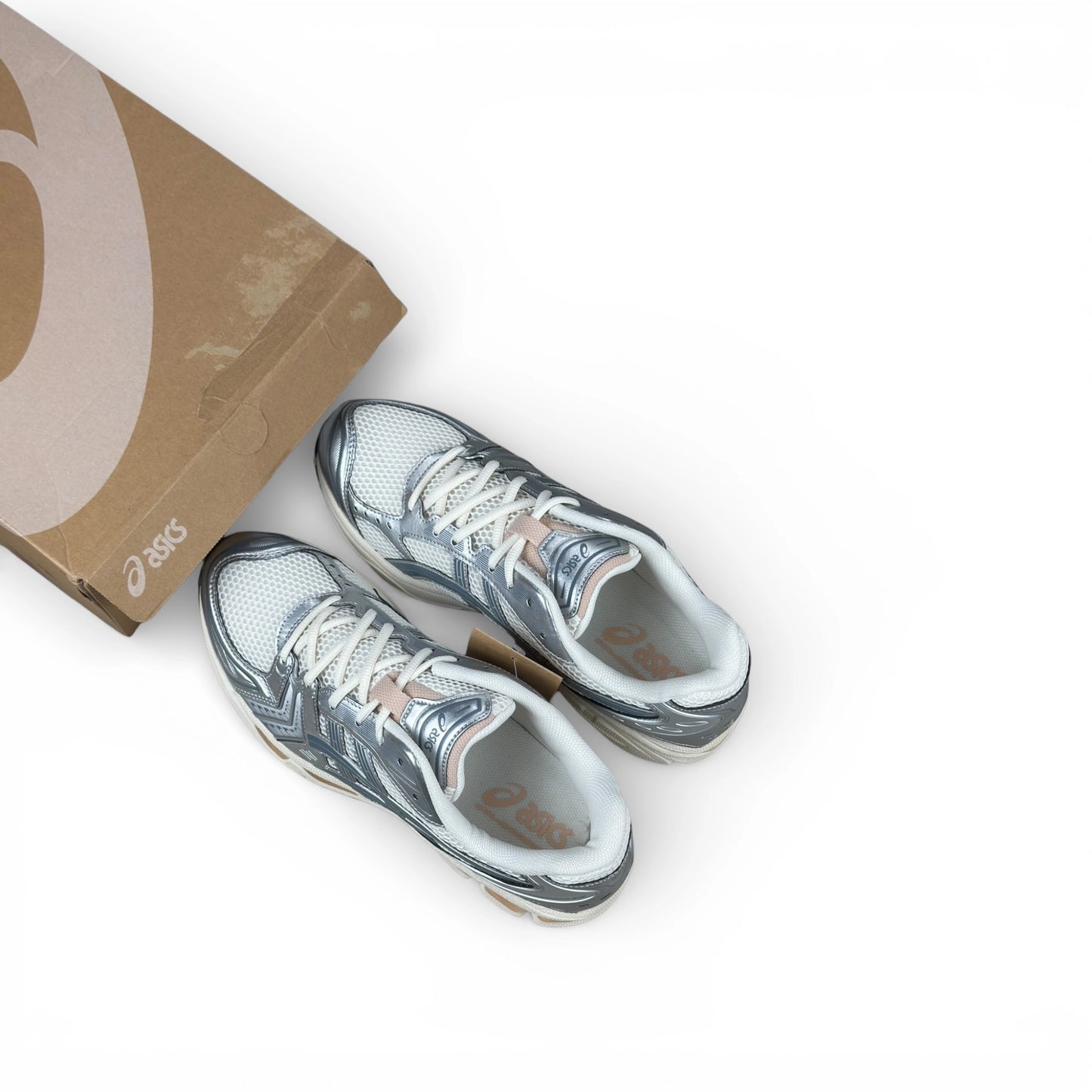 ASICS Gel-Kayano 14 Birch Pure Silver Teal Gold 1203A537-109 – size EU 45, brand new with original box