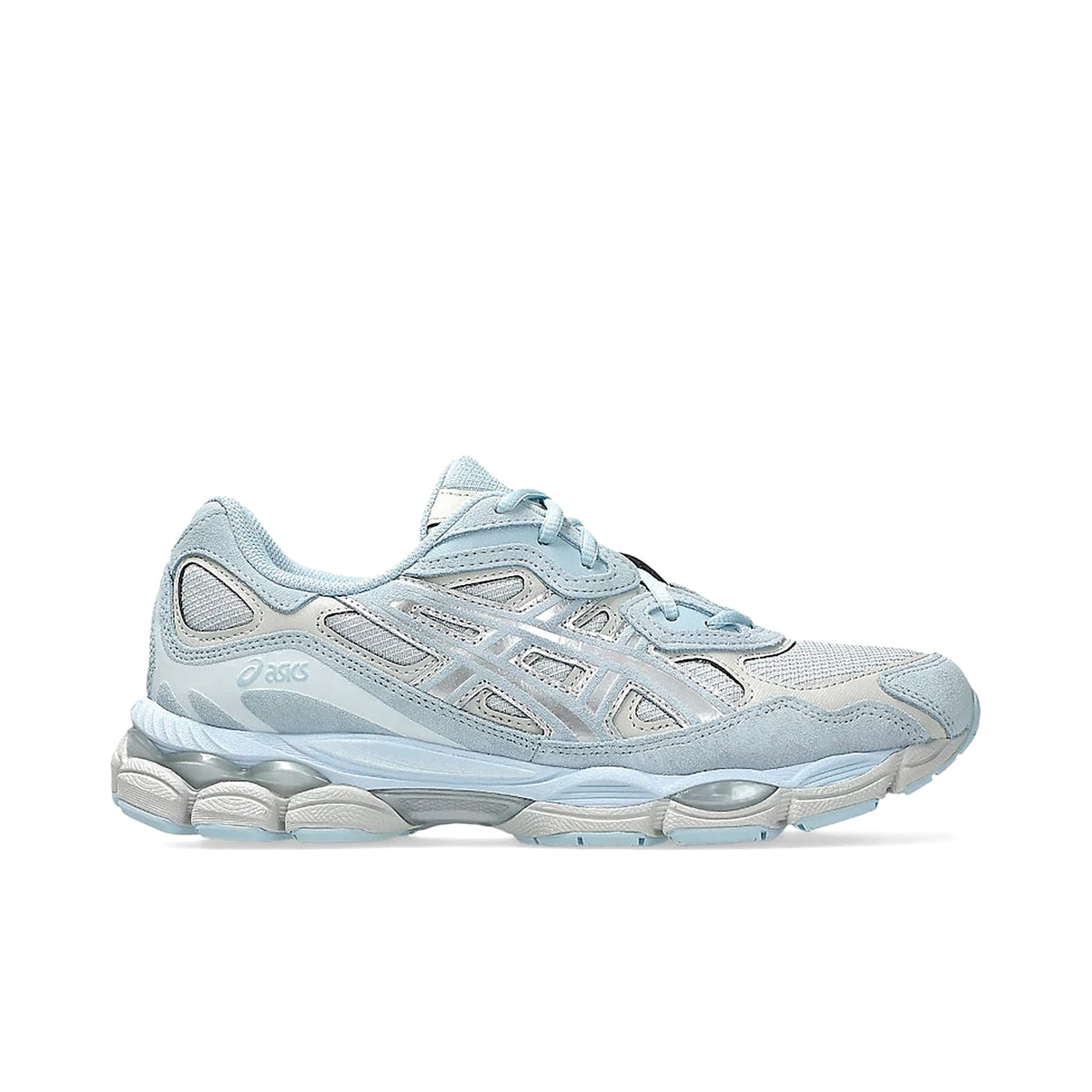 ASICS Gel‑NYC sneakers in storm cloud mesh with pure silver accents