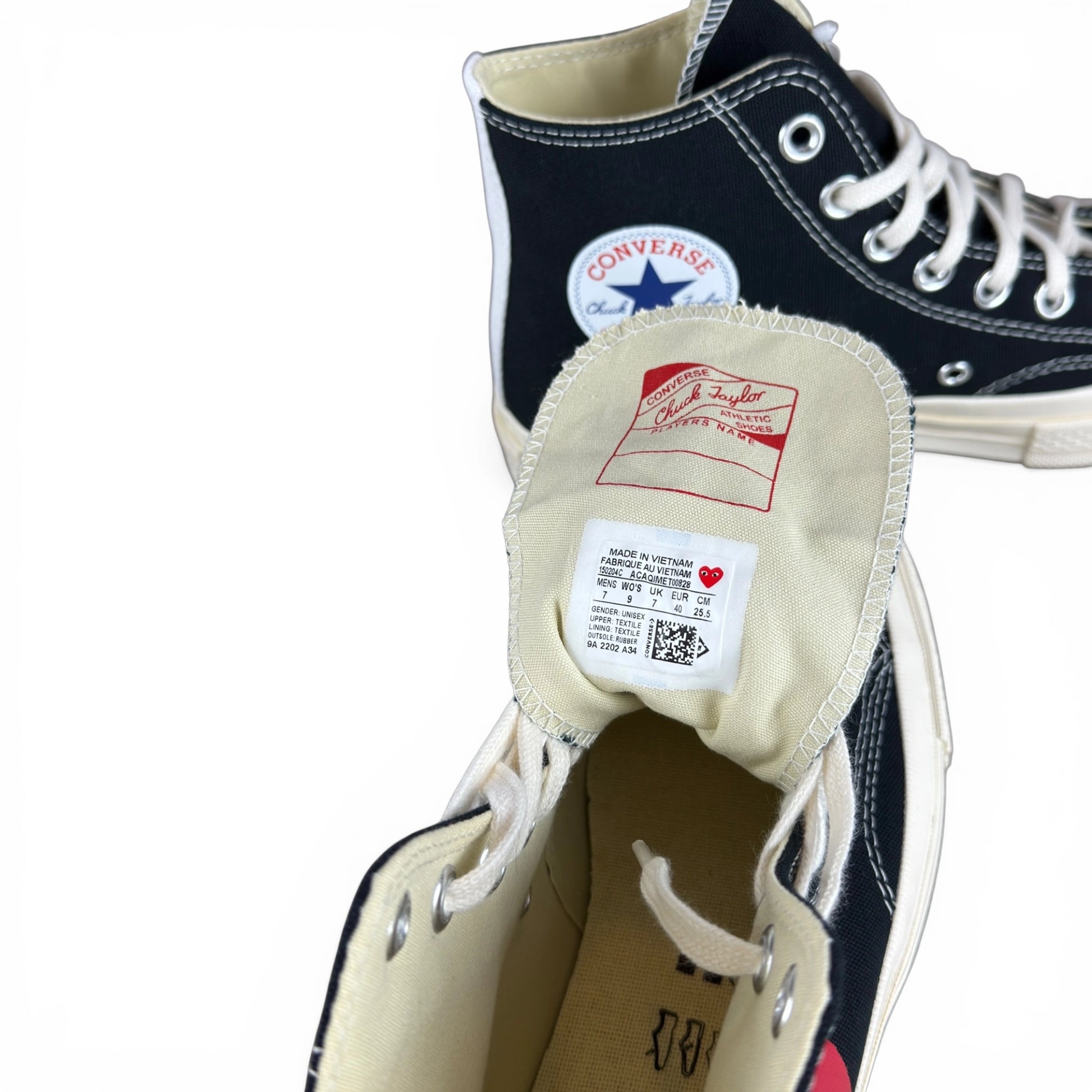 Converse Chuck Taylor All Star 70 Hi Comme des Garcons PLAY Black 150204C – EU 40, brand new with original box