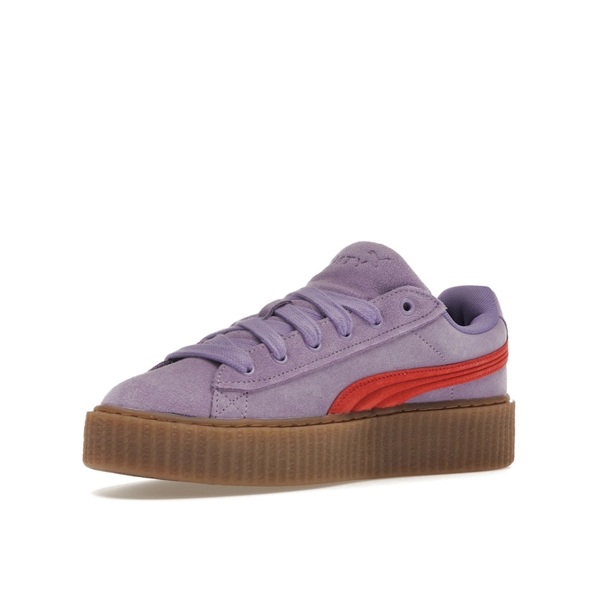 Puma Creeper Phatty Rihanna Fenty sneakers, front view, model 396403-03, in lavender alert with platform sole.