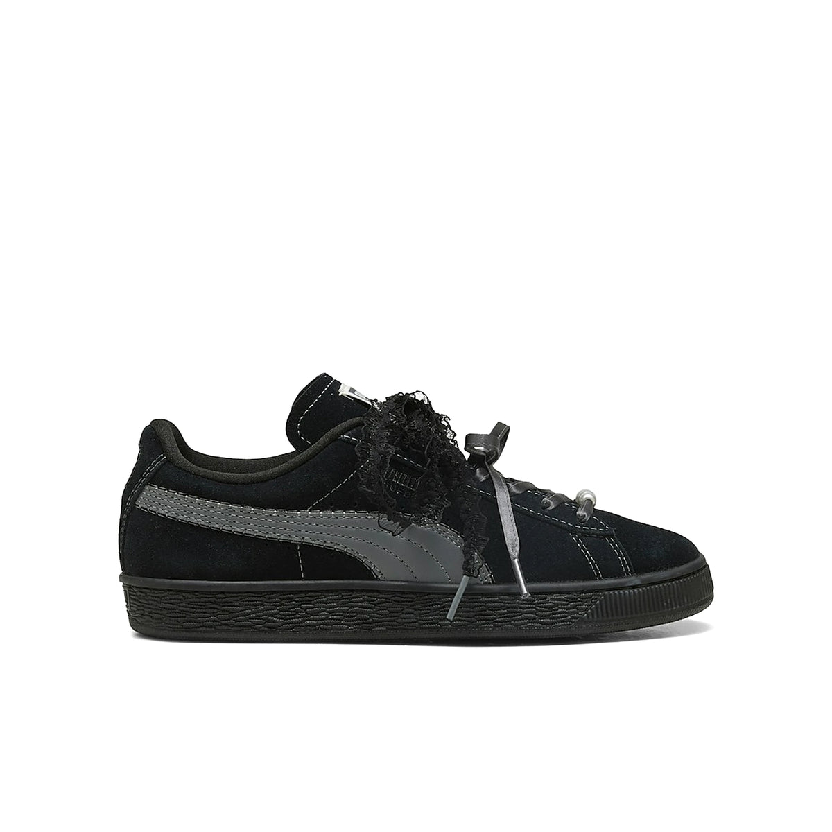 PUMA Suede Bloom women's shoes in black and slate sky suede