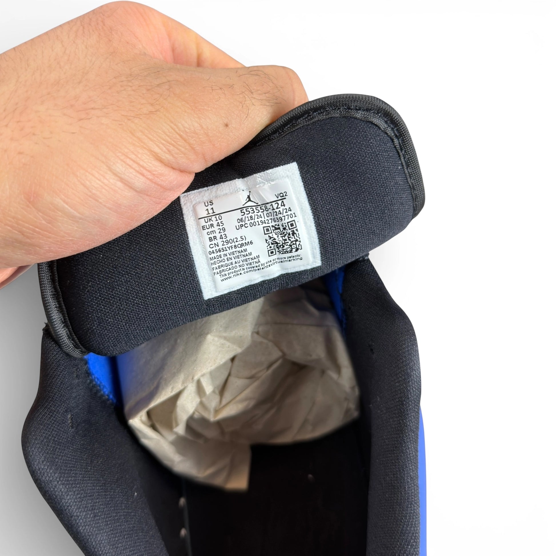 Jordan 1 Low Game Royal 553558-124 – EU 45, brand new with original box