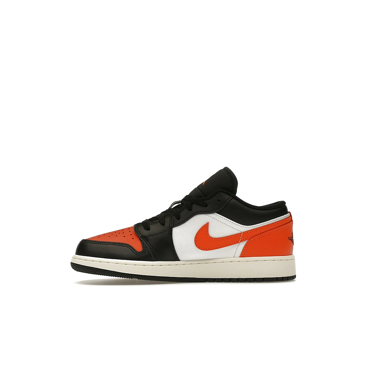 Jordan 1 Low Shattered Backboard GS in black, white, sail and starfish leather – image 3 of 4