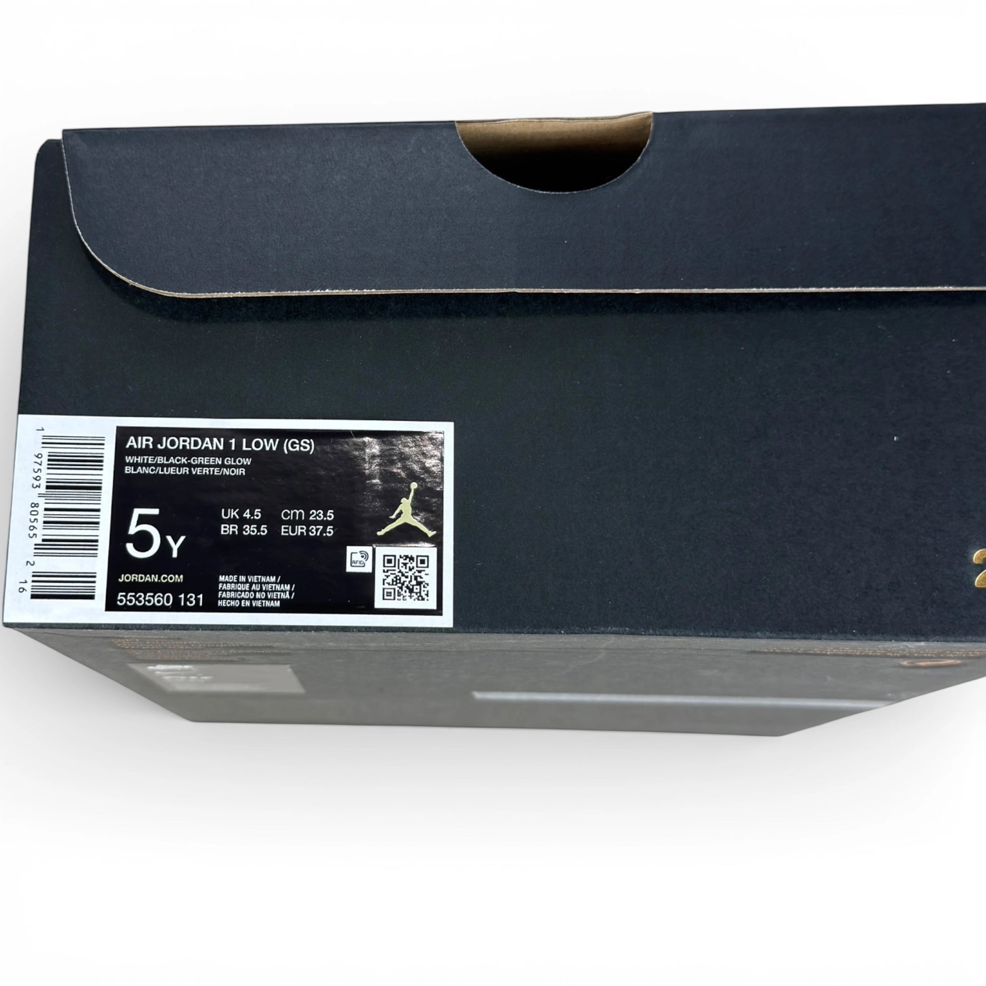 Jordan 1 Low Green Glow (GS) 553560-131 – EU 37½, brand new with original box