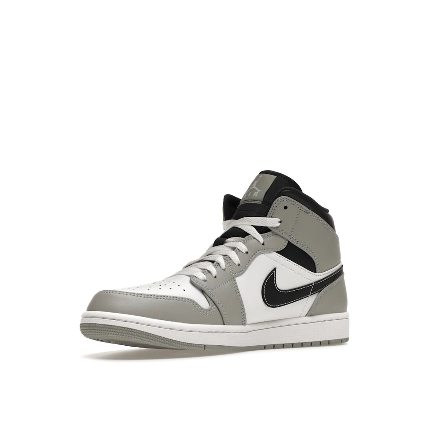 Jordan 1 Mid sneakers, front view, model 554724-078 in smoke grey with anthracite details.