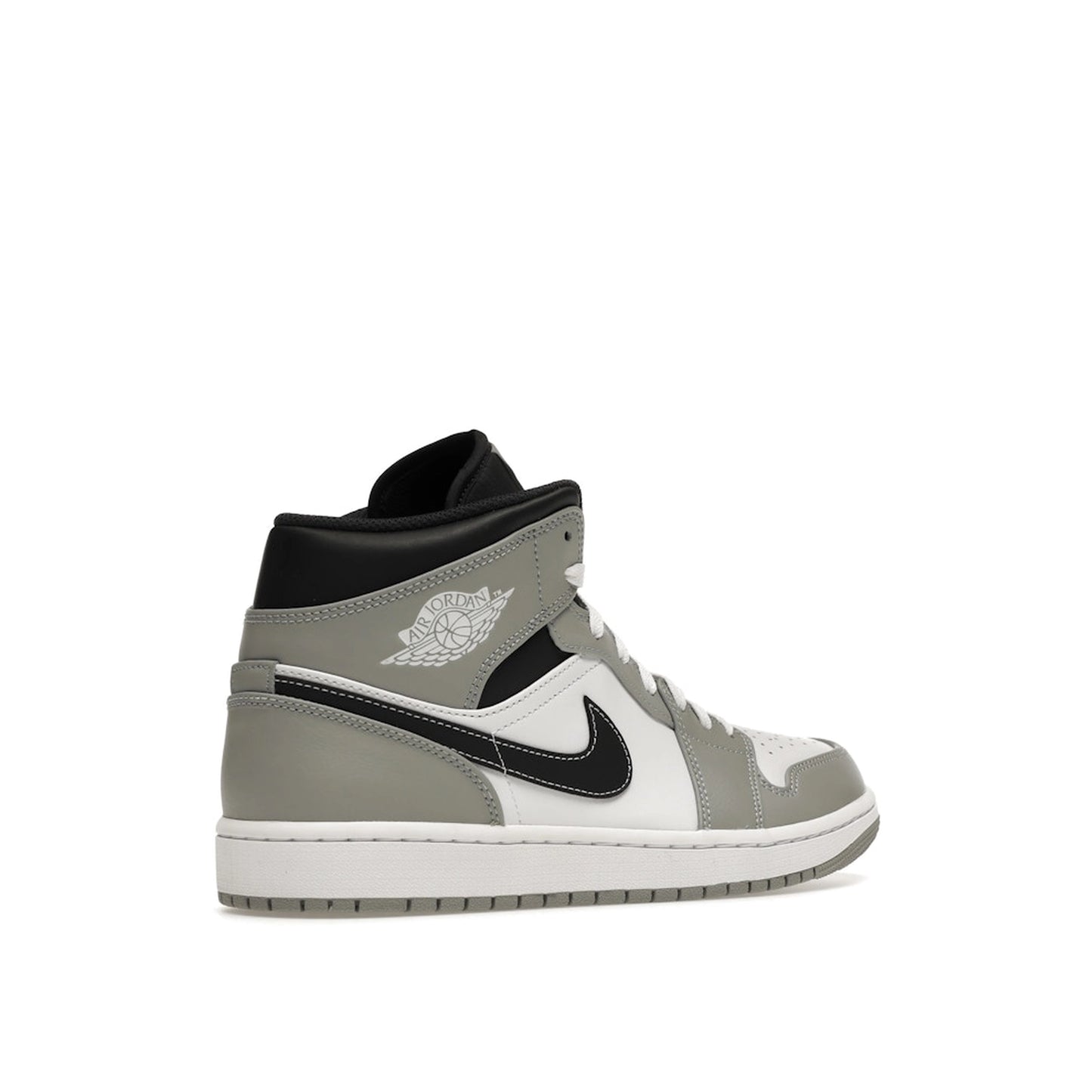 Jordan 1 Mid sneakers, back view, model 554724-078 in smoke grey with anthracite details.