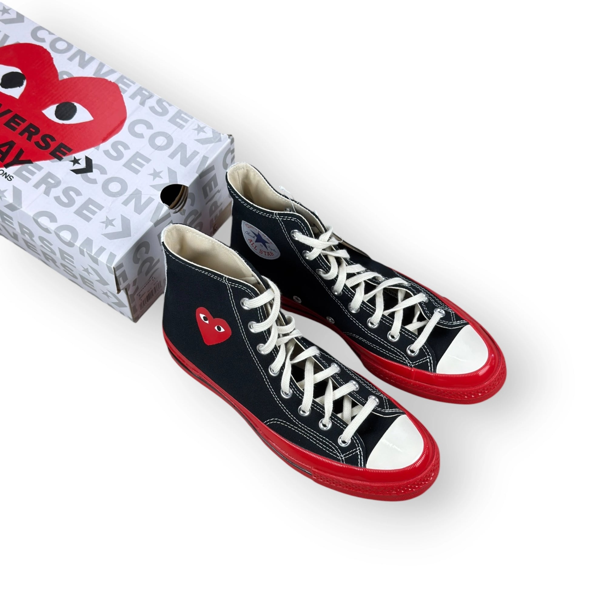 Converse Chuck Taylor All Star 70 Hi CDG PLAY Black Red Midsole A01793C – EU 42.5, brand new with original box