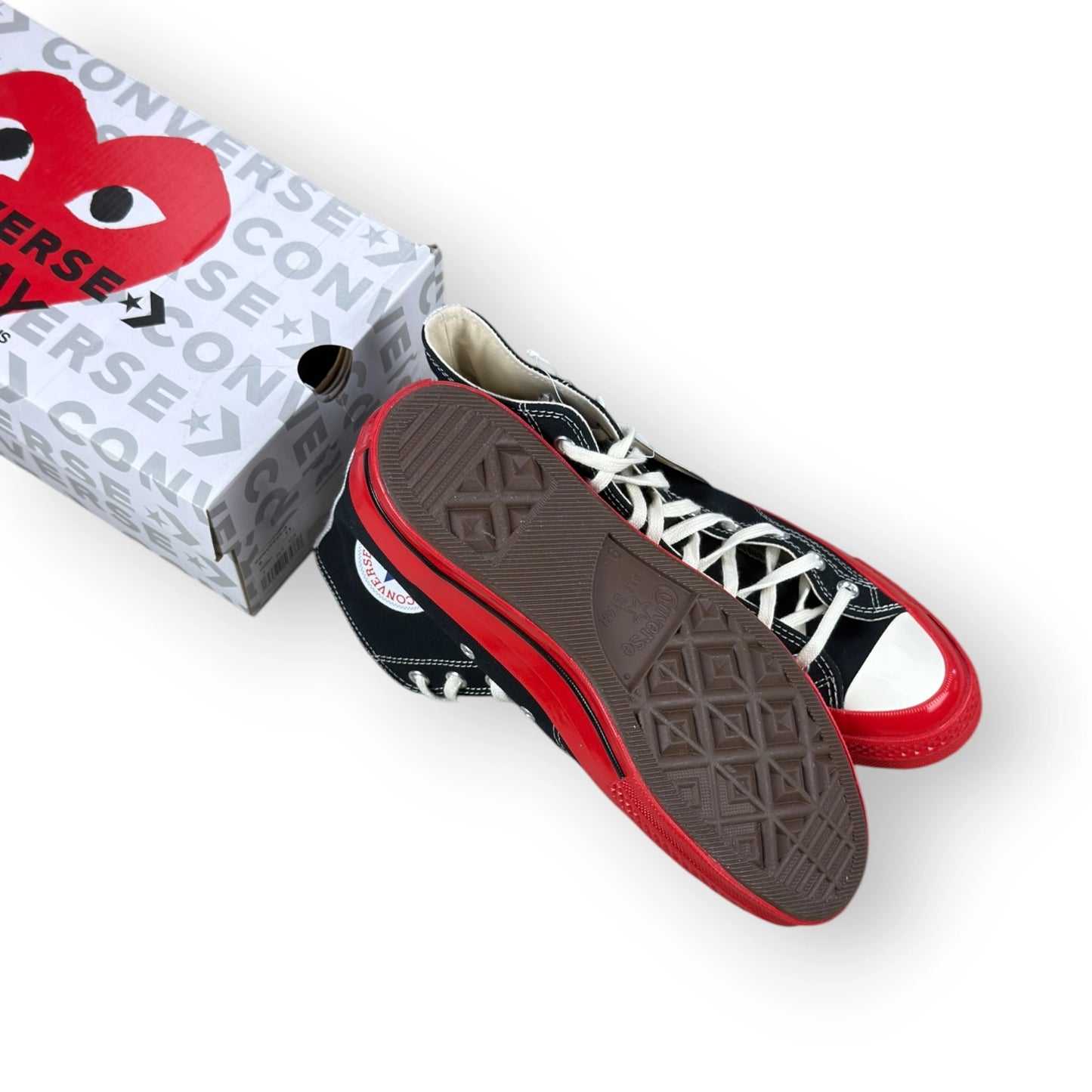 Converse Chuck Taylor All Star 70 Hi CDG PLAY Black Red Midsole A01793C – EU 42.5, brand new with original box
