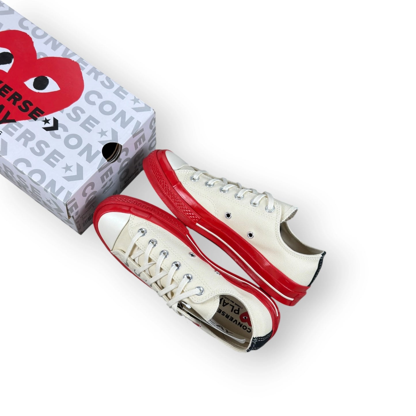 Converse Chuck Taylor All Star 70 Ox CDG PLAY Egret Red Midsole A01796C – EU 40, brand new with original box