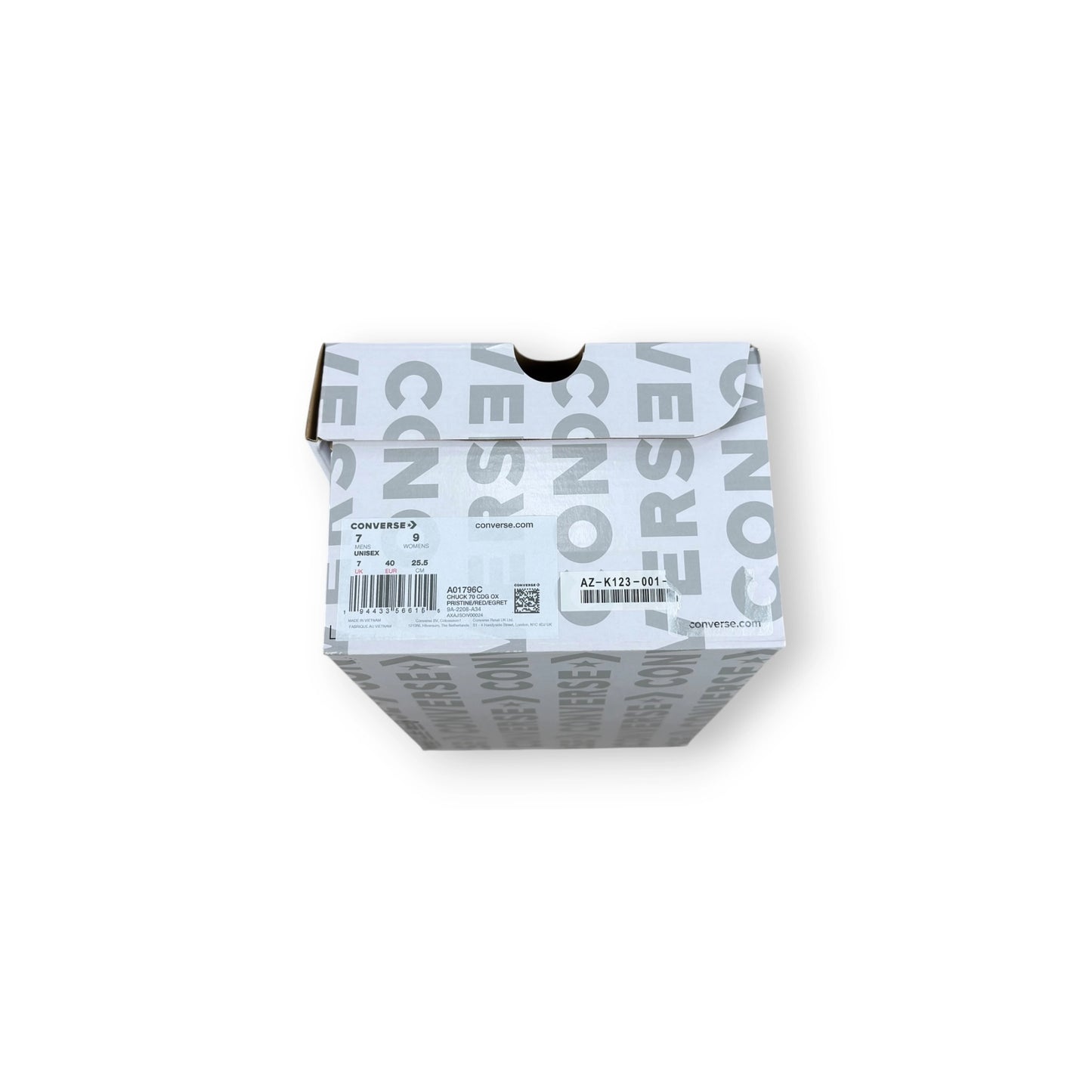 Converse Chuck Taylor All Star 70 Ox CDG PLAY Egret Red Midsole A01796C – EU 40, brand new with original box