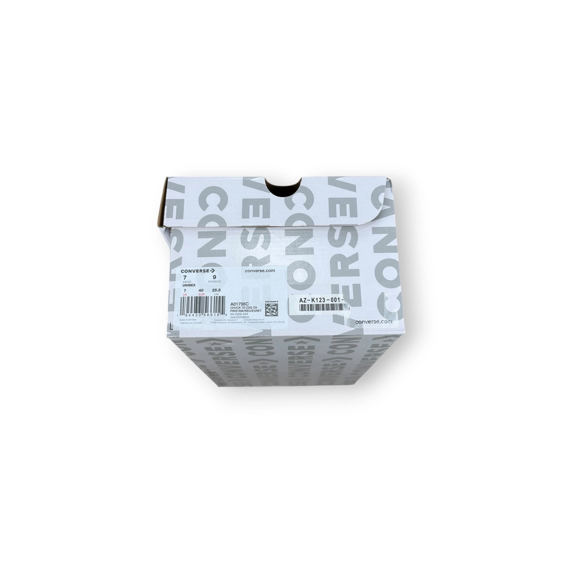 Converse Chuck Taylor All Star 70 Ox CDG PLAY Egret Red Midsole A01796C – EU 40, brand new with original box