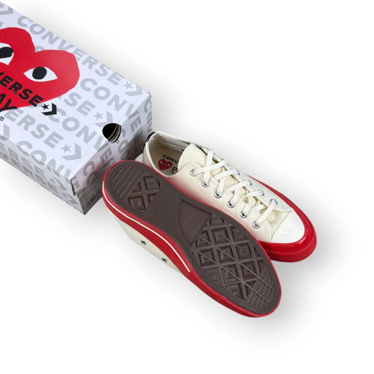Converse Chuck Taylor All Star 70 Ox CDG PLAY Egret Red Midsole A01796C – EU 41.5, brand new with original box