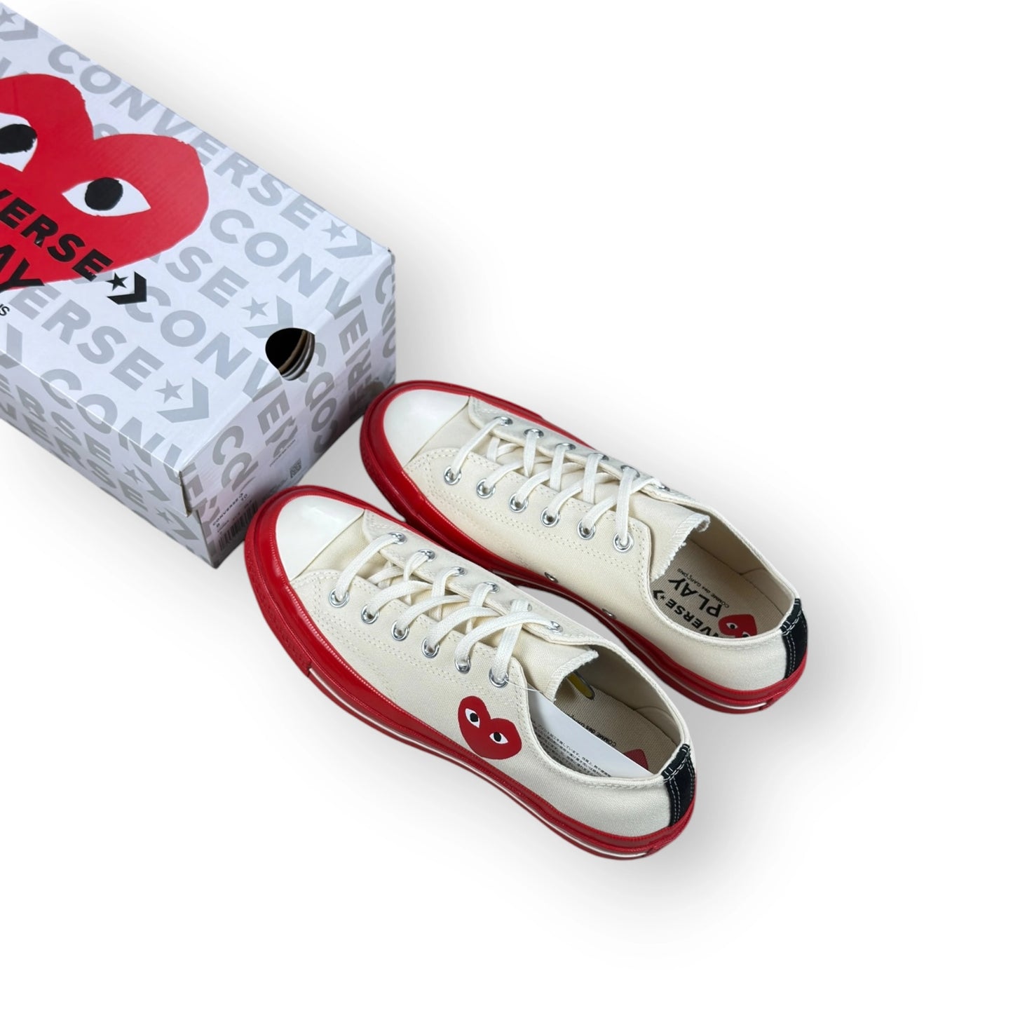 Converse Chuck Taylor All Star 70 Ox CDG PLAY Egret Red Midsole A01796C – EU 41.5, brand new with original box