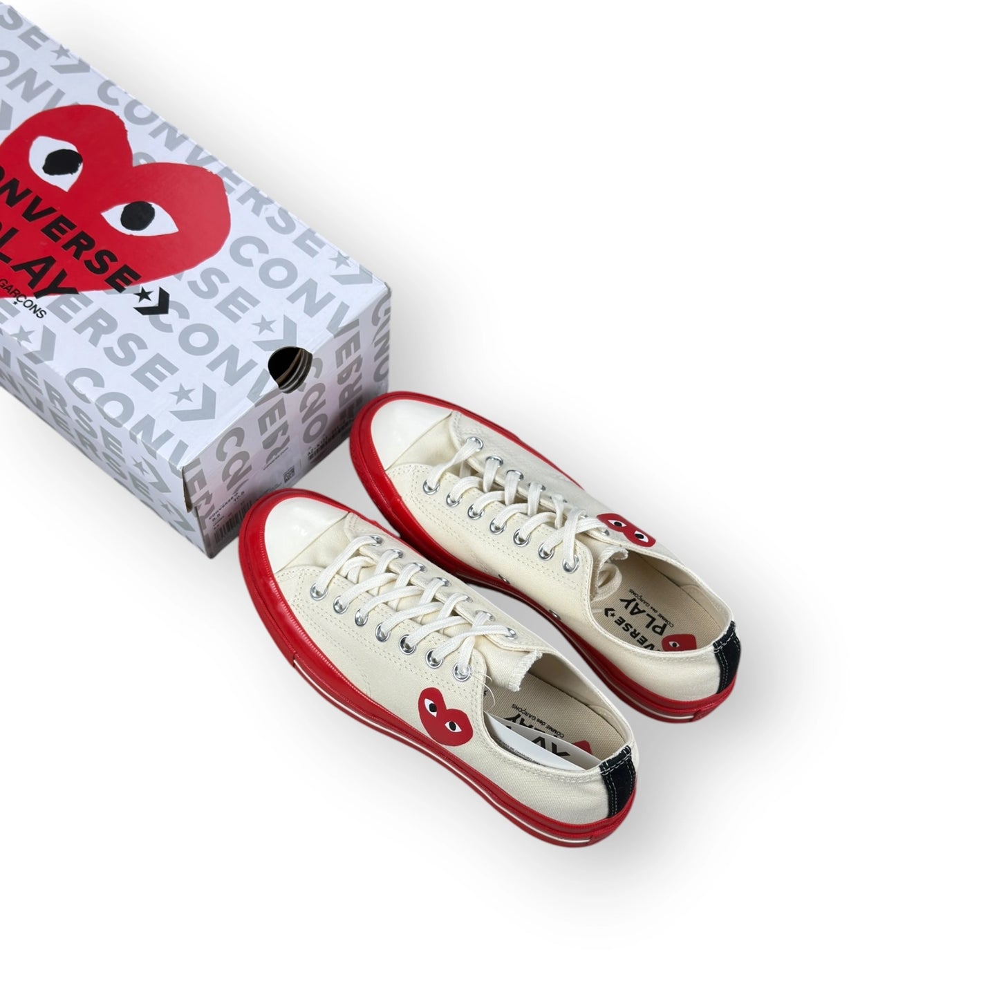 Converse Chuck Taylor All Star 70 Ox CDG PLAY Egret Red Midsole A01796C – EU 42, brand new with original box