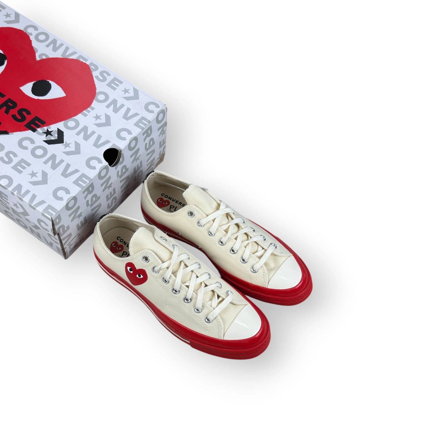 Converse Chuck Taylor All Star 70 Ox CDG PLAY Egret Red Midsole A01796C – EU 44, brand new with original box