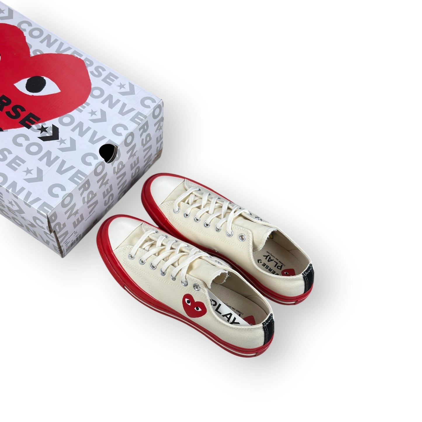 Converse Chuck Taylor All Star 70 Ox CDG PLAY Egret Red Midsole A01796C – EU 44, brand new with original box