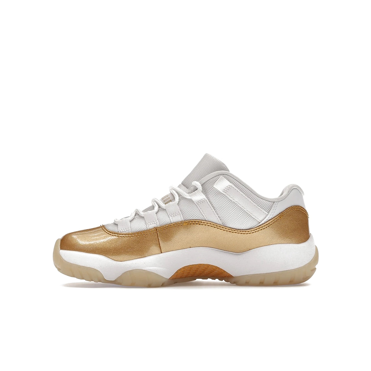 Jordan 11 Retro Low Women's in white leather with metallic gold and team gold accents – image 3 of 4