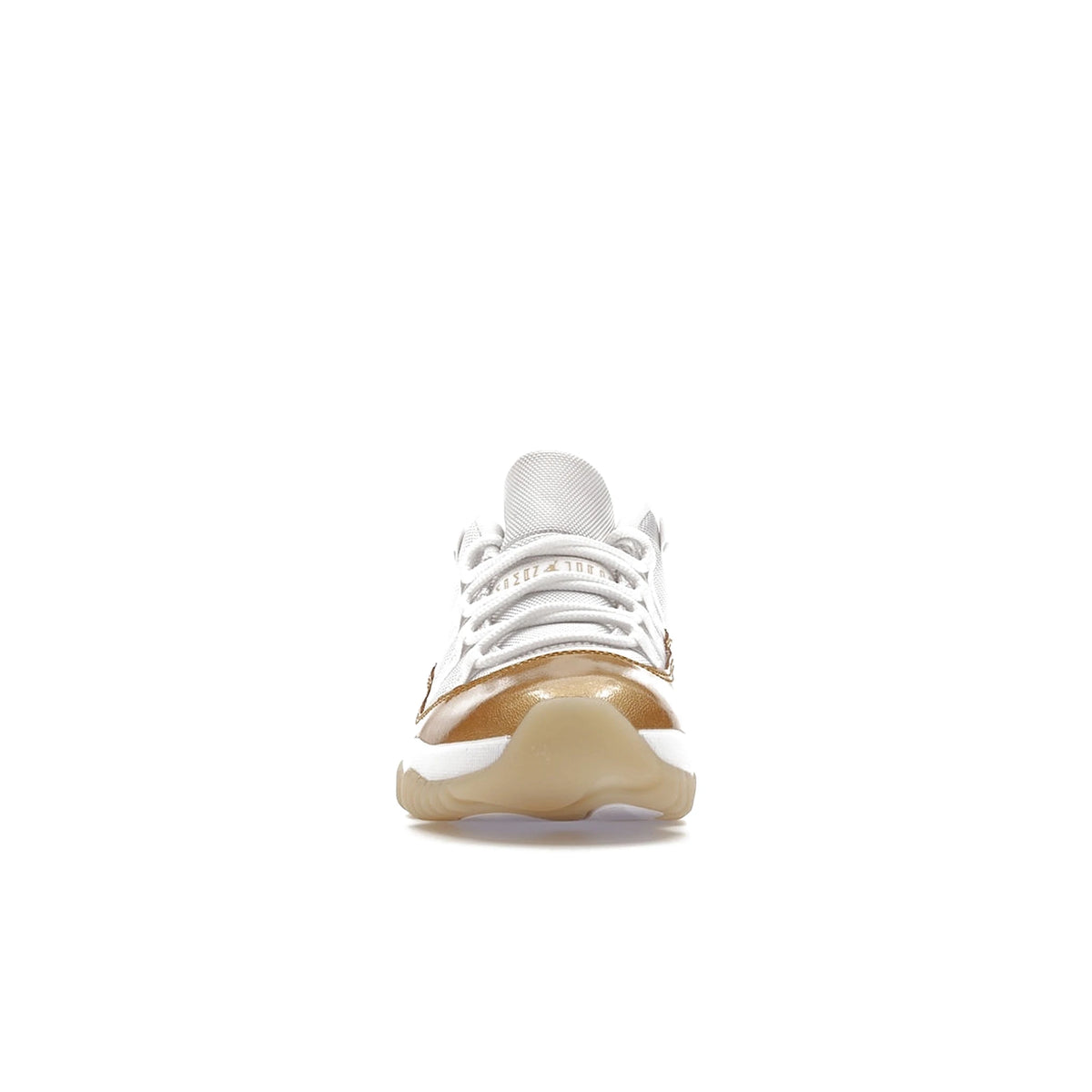 Jordan 11 Retro Low Women's in white leather with metallic gold and team gold accents – image 2 of 4