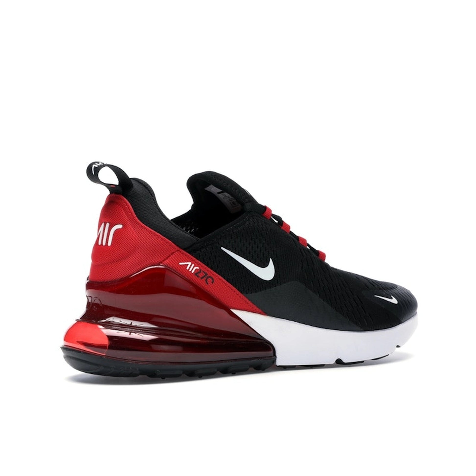 Nike Air Max 270, back view, in rich black with tonal details and a glossy Max Air heel.