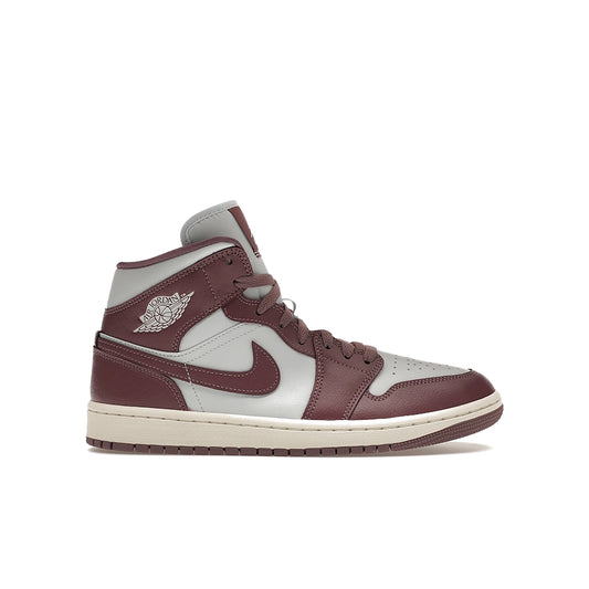 Jordan 1 Mid Sky J Mauve women's leather sneaker in Pure Platinum, Sky J Mauve and Sail