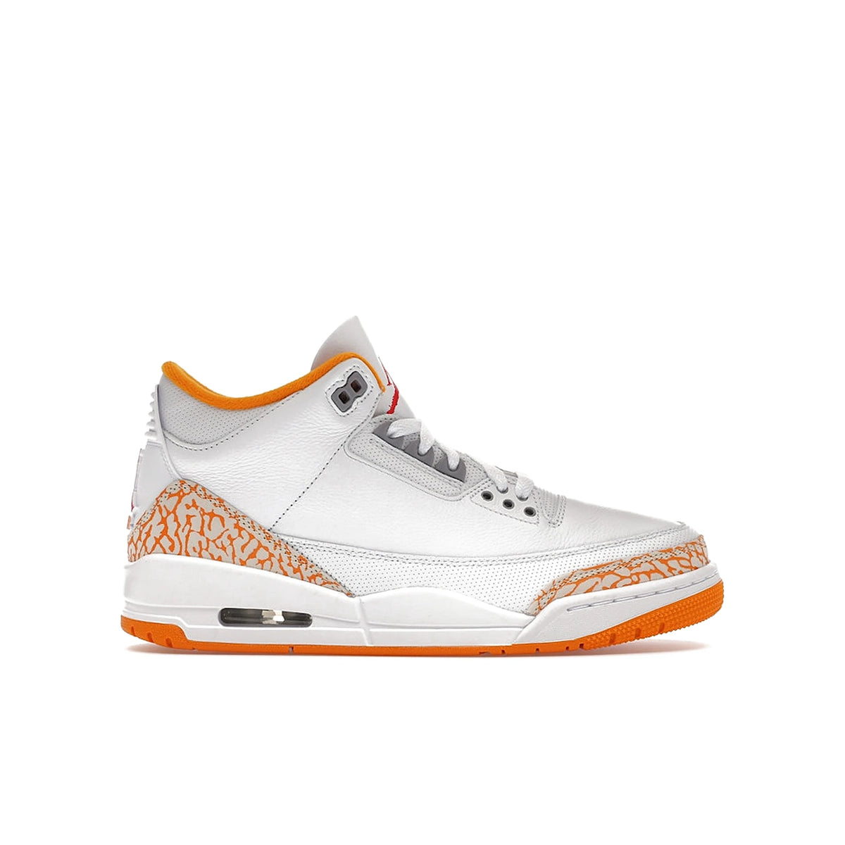 Jordan 3 Retro Orange Citrus leather shoe in white, cement grey, fire red and multicolor
