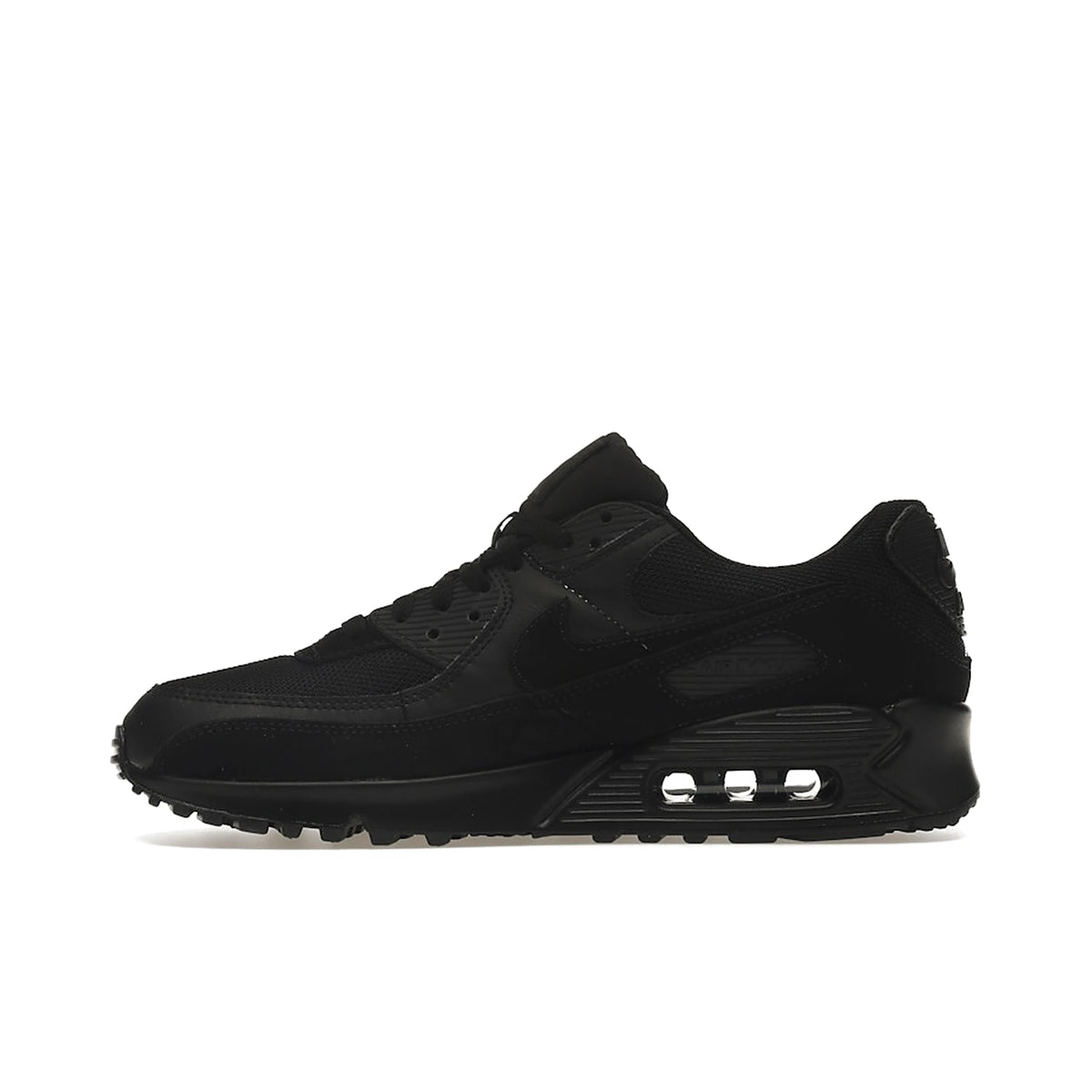 Nike Air Max 90 Recraft Triple Black men's shoe in black with white accents, leather and mesh – image 3 of 4