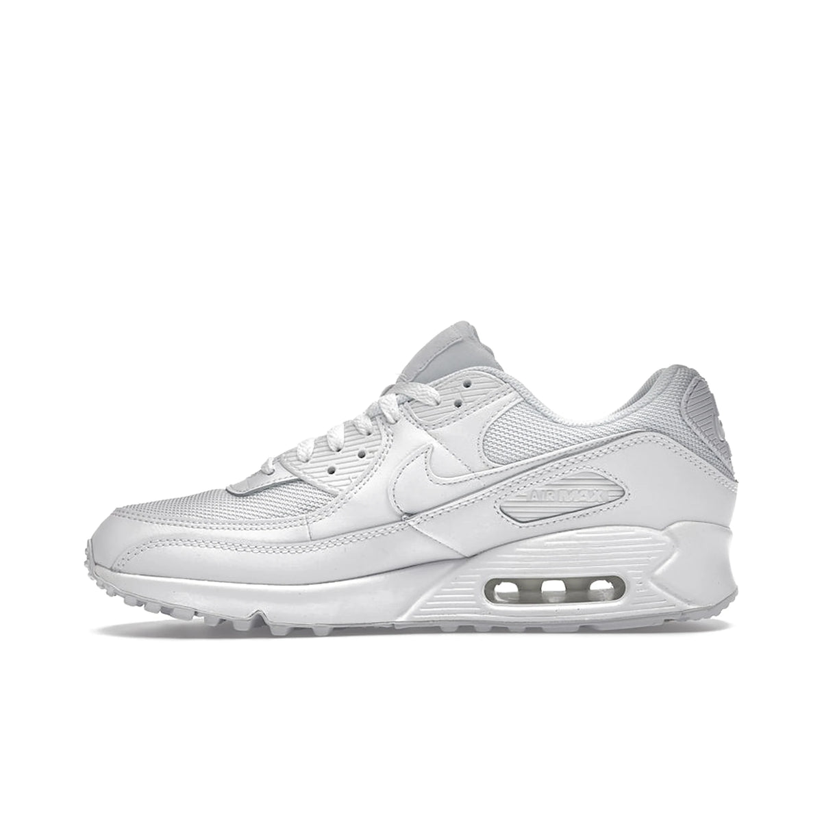 Nike Air Max 90 Recraft Triple White in white leather with wolf grey accents – image 3 of 4