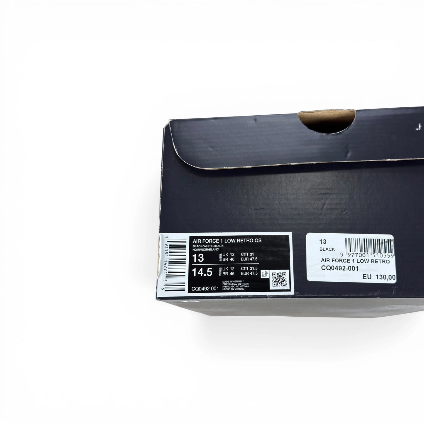 Nike Air Force 1 Low QS Black White CQ0492-001 – EU 47.5, brand new with original box