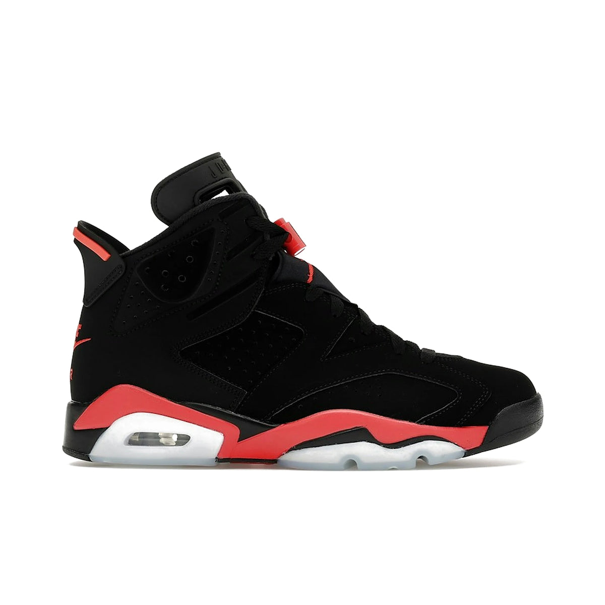 Jordan 6 Retro Infrared Salesman in black leather with infrared accents