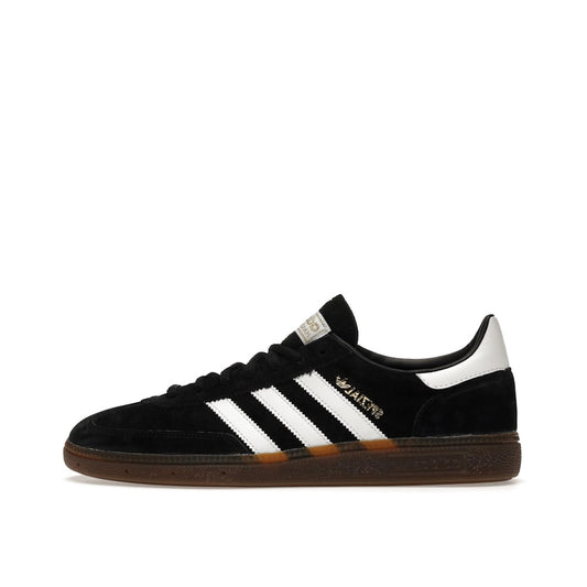 Adidas Handball Spezial sneakers, side view, model DB3021, black with gum sole.