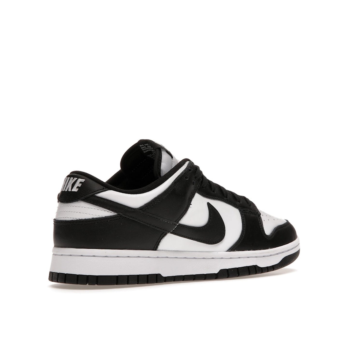 Nike Dunk Low Retro sneakers, back view, model DD1391-100 in white with black panda details.