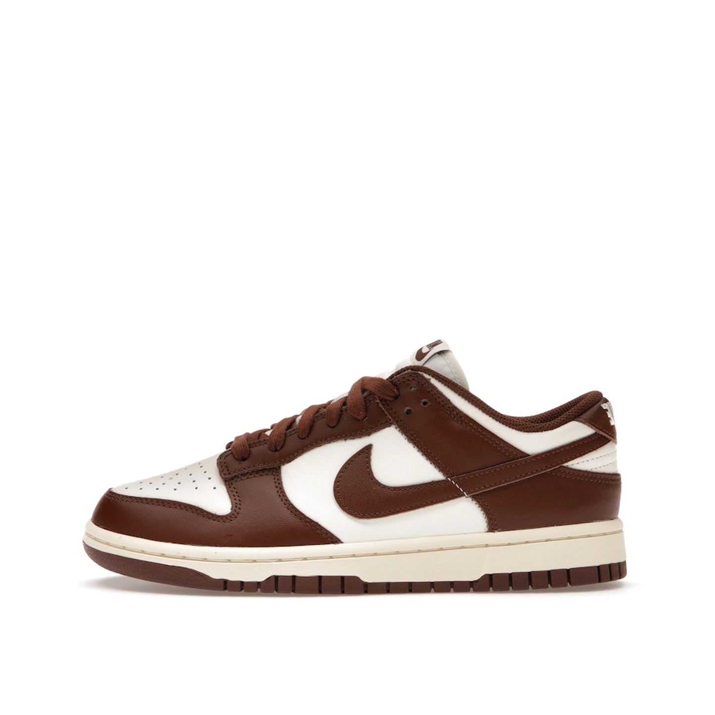 Nike Dunk Low Cacao Wow Women's sneakers, side view, model DD1503-124, in light brown with cream accents.