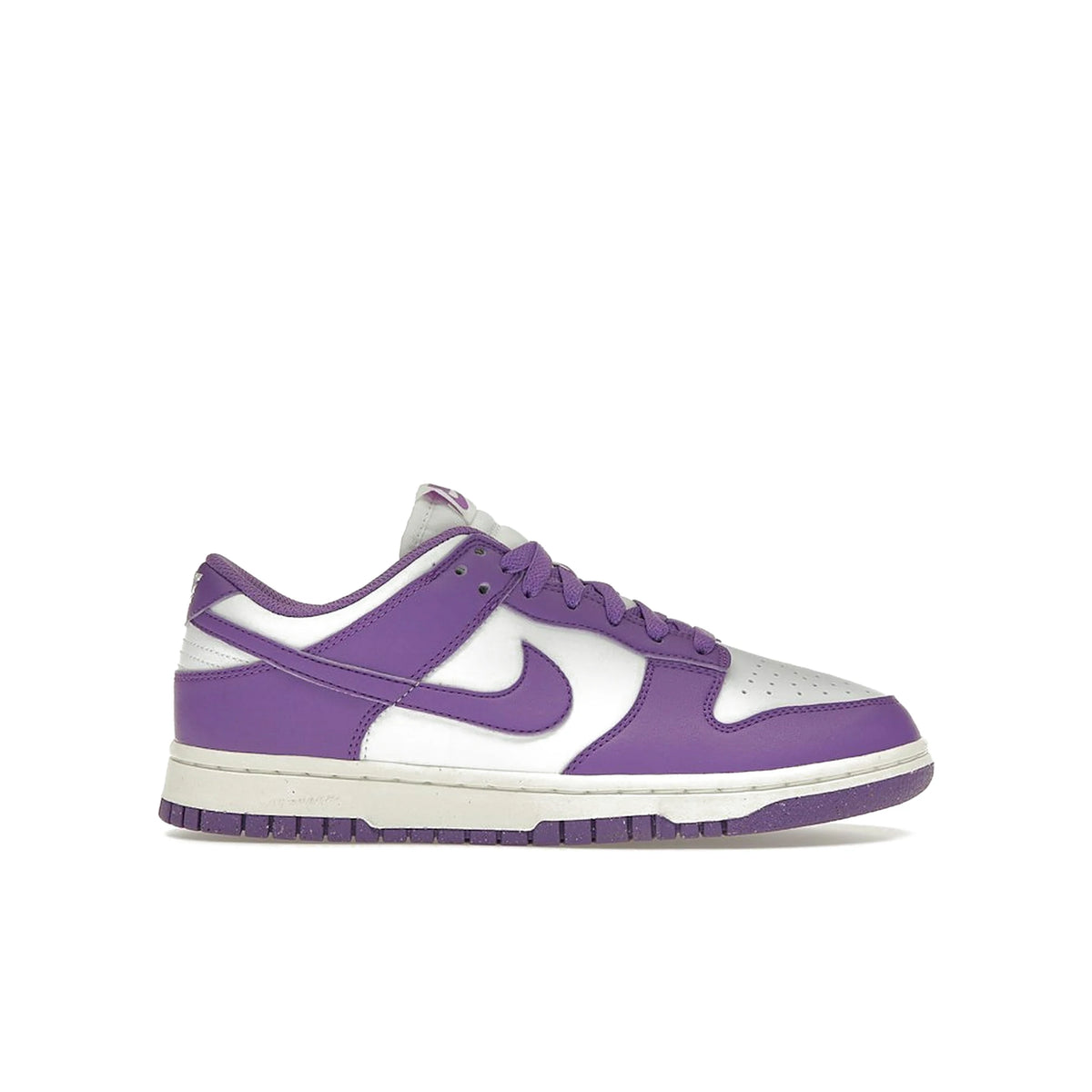 Nike Dunk Low Next Nature: white leather, black raspberry trim, women's