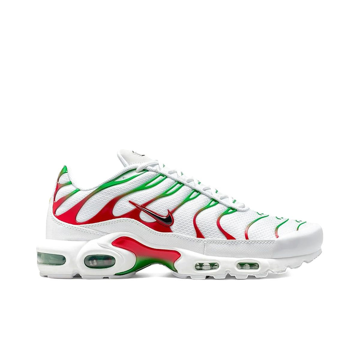 Nike Air Max Plus Italy in white, kelly green, university red, black leather