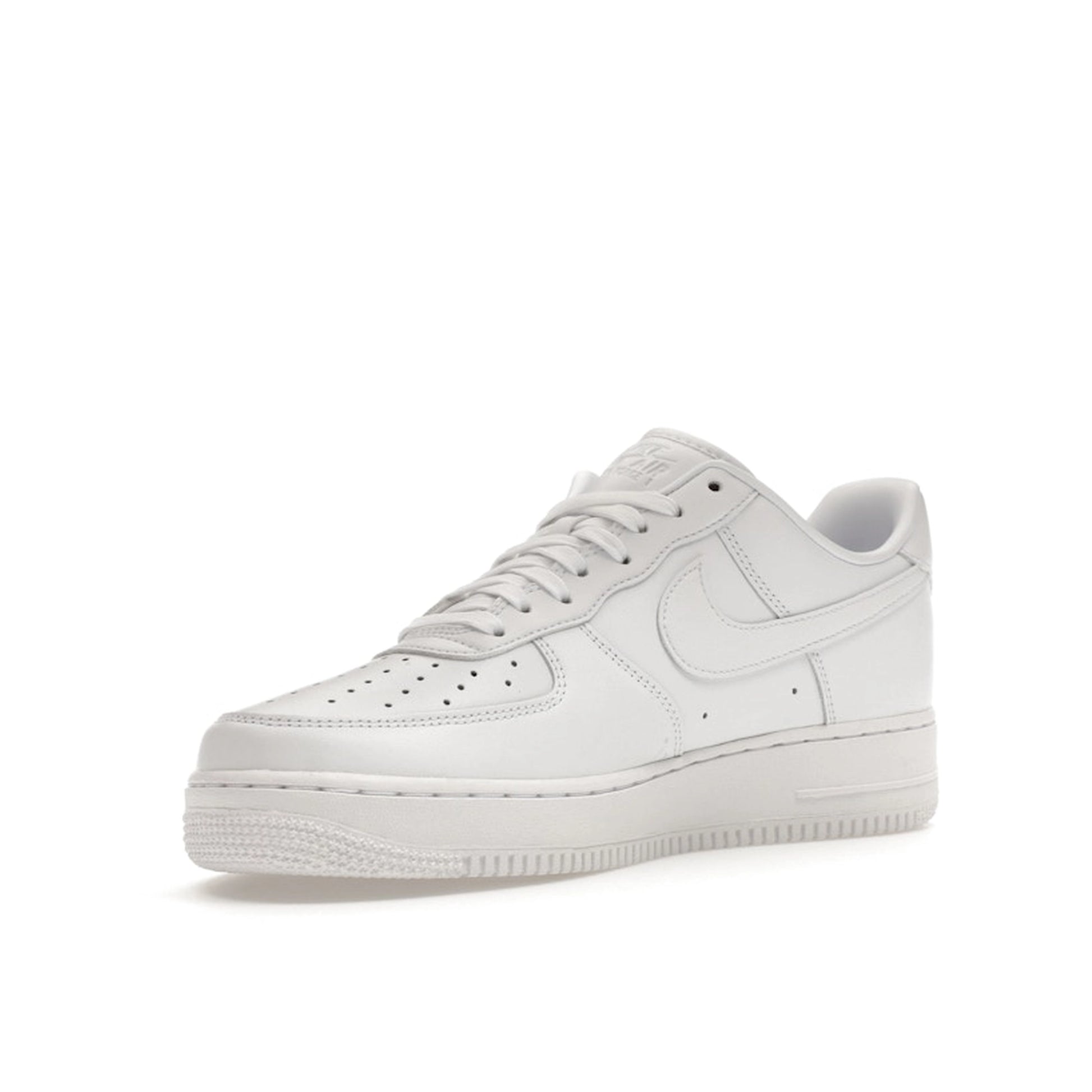 Nike Air Force 1 '07 Fresh sneakers, front view, model DM0211-100 in total white.