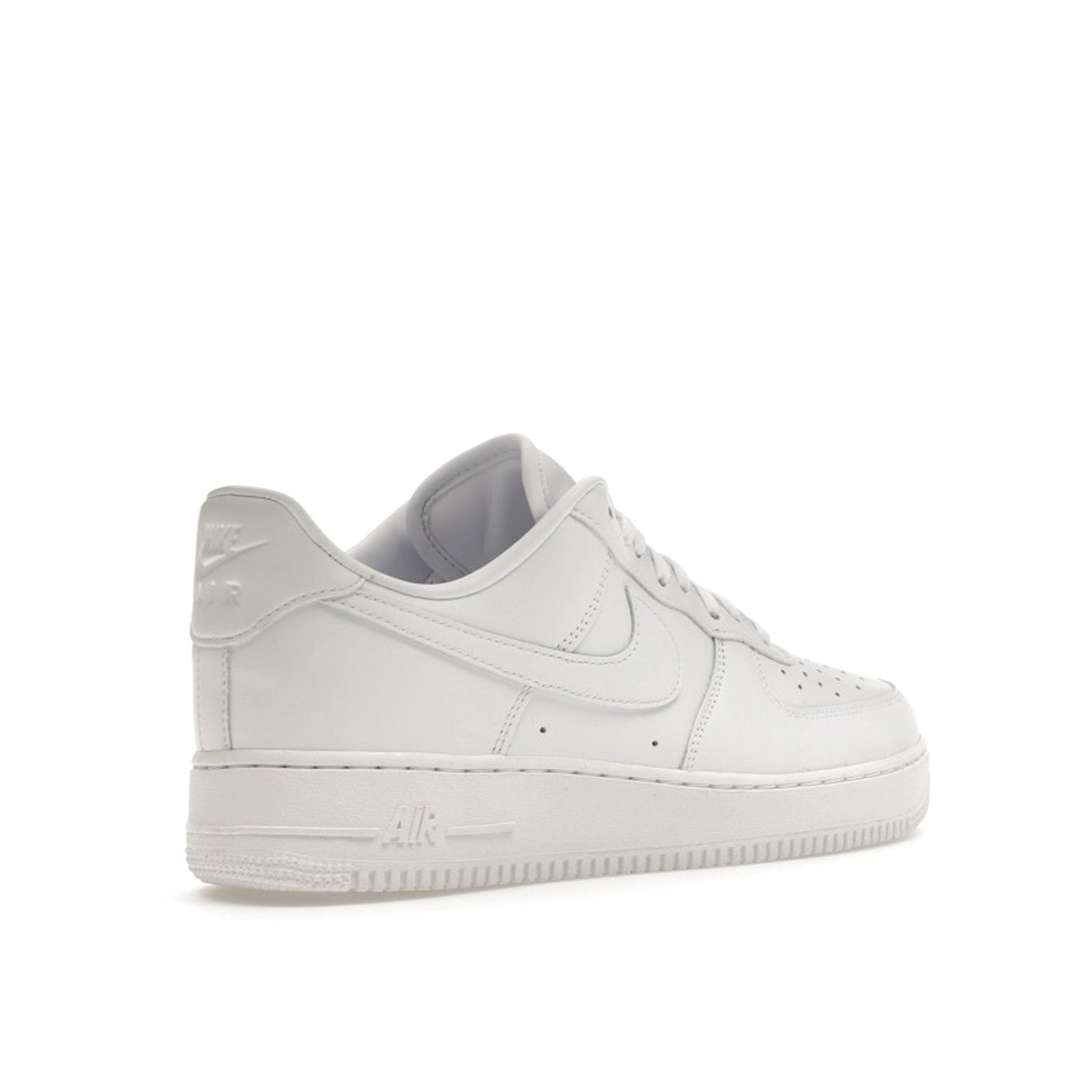 Nike Air Force 1 '07 Fresh sneakers, back view, model DM0211-100 in total white.