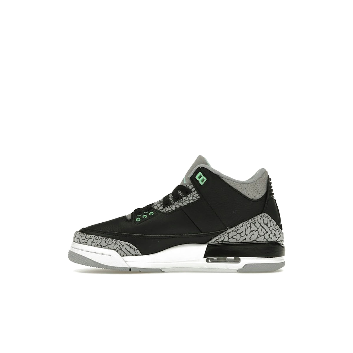 Jordan 3 Retro Green Glow kids sneaker in black, green glow, wolf grey and white leather – image 3 of 4