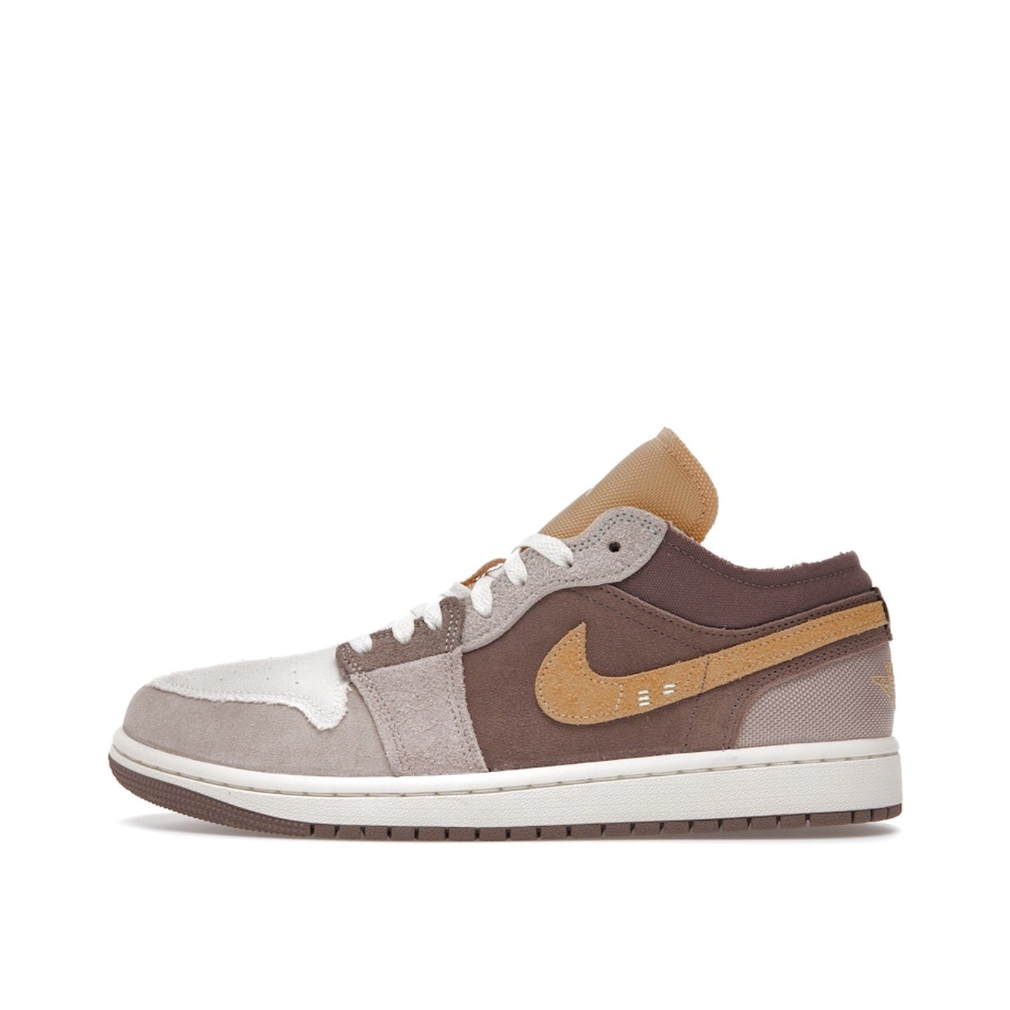 Air Jordan 1 Low SE Craft sneakers, side view, model DN1635-200, taupe haze with beige and white accents.