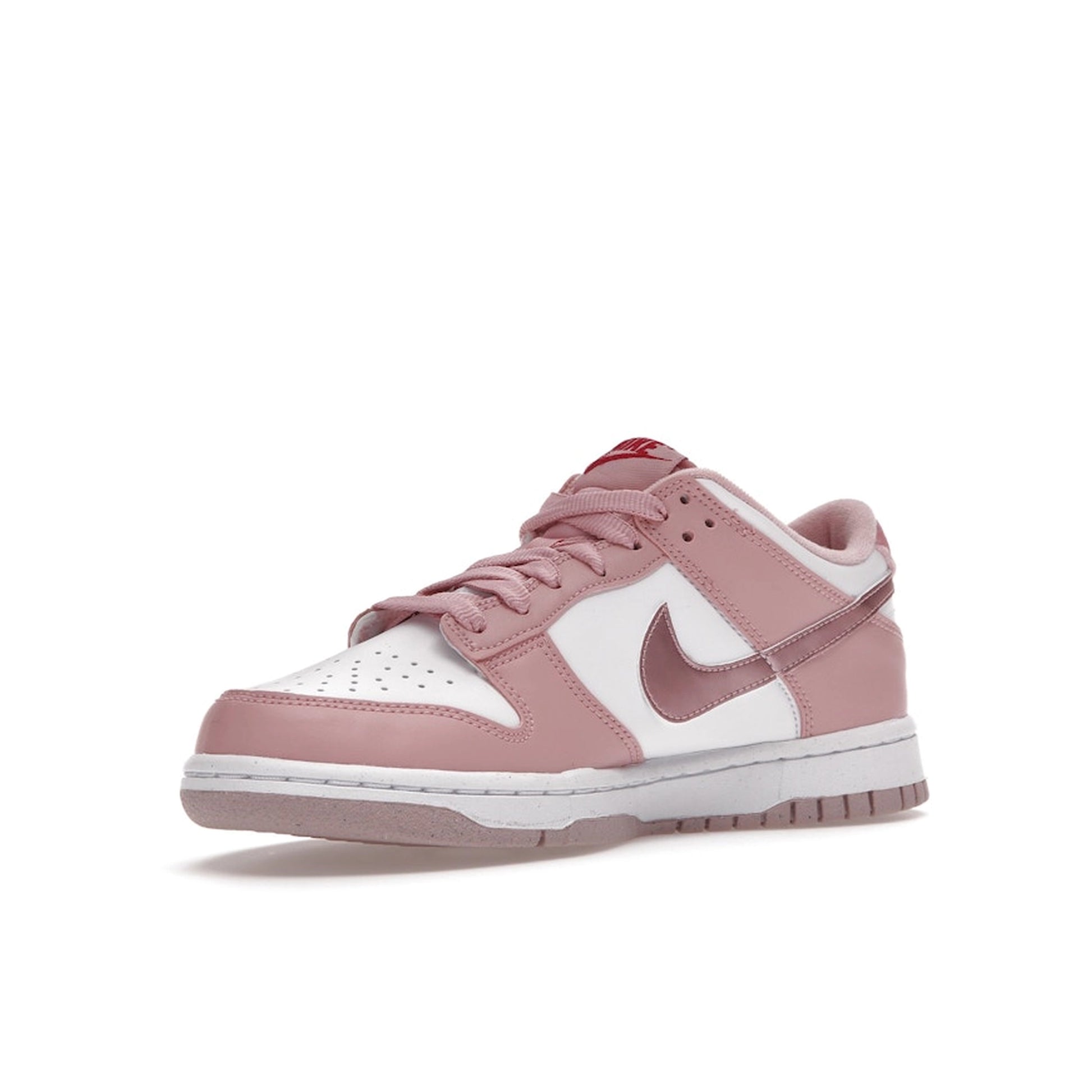 Nike Dunk Low Pink Velvet (GS), front view, in soft pink with rich velvet heel tab.