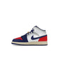 Jordan 1 Mid Rare Air kids shoe in white, university red, neutral grey and deep royal blue – image 3 of 4