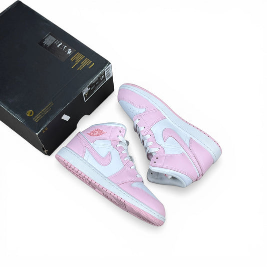 Jordan 1 Mid Pink Foam Fire Red (GS) DQ8423-608 – EU 36.5, brand new with cut box