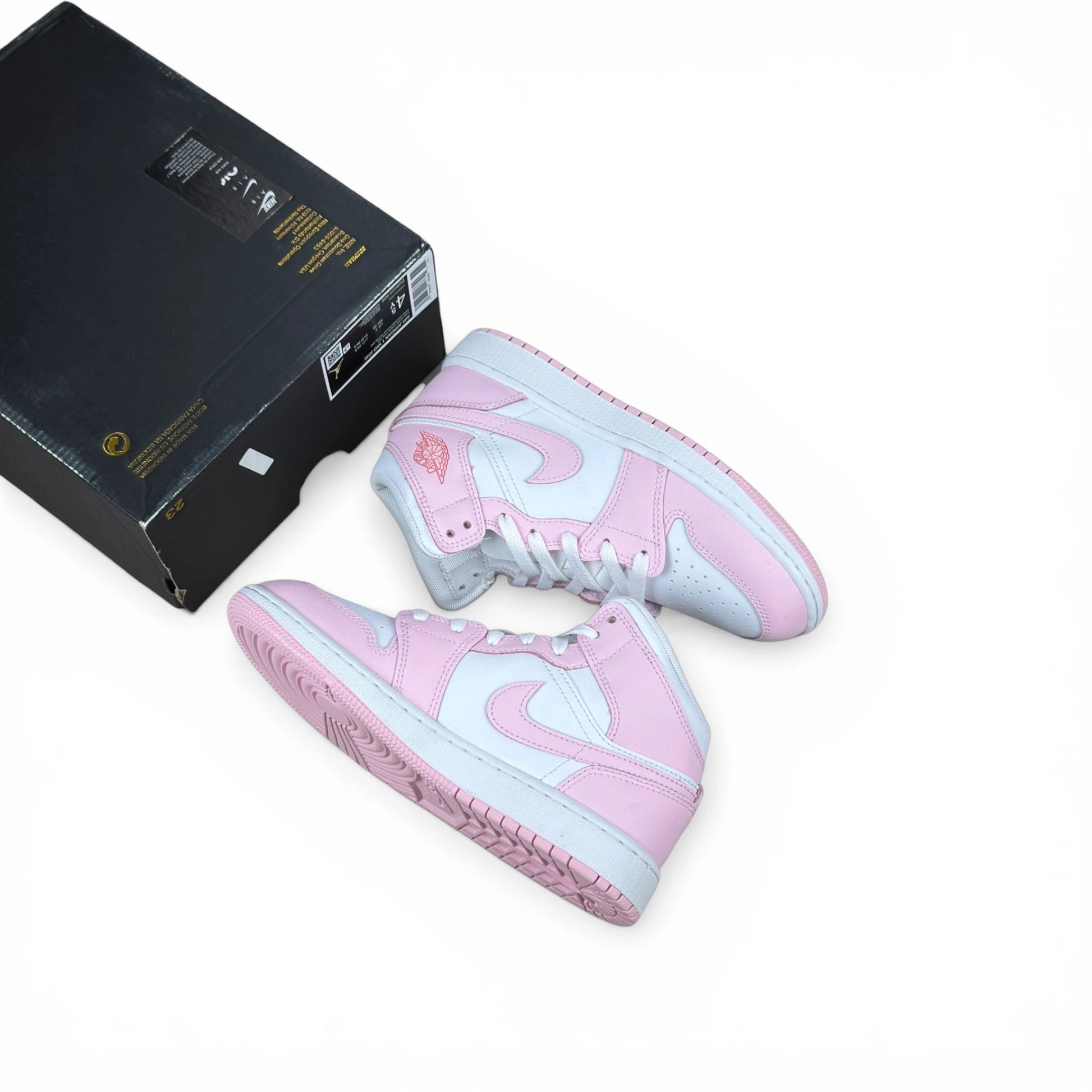 Jordan 1 Mid Pink Foam Fire Red (GS) DQ8423-608 – EU 36.5, brand new with cut box