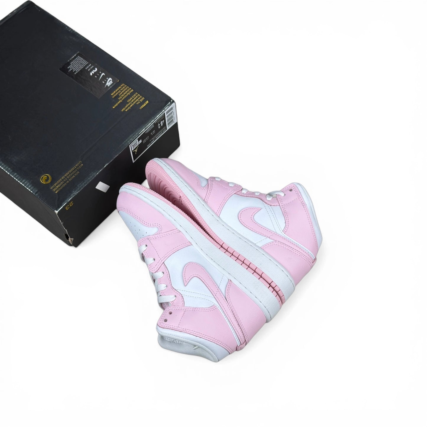 Jordan 1 Mid Pink Foam Fire Red (GS) DQ8423-608 – EU 36.5, brand new with cut box